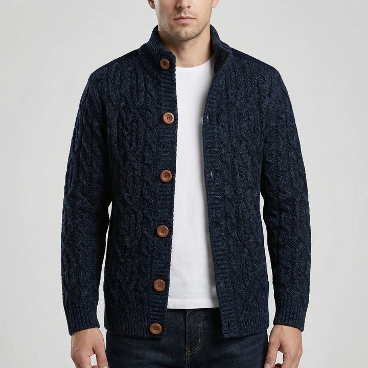 Knovurn - Fleece-Lined Cable Knit Cardigan Jacket