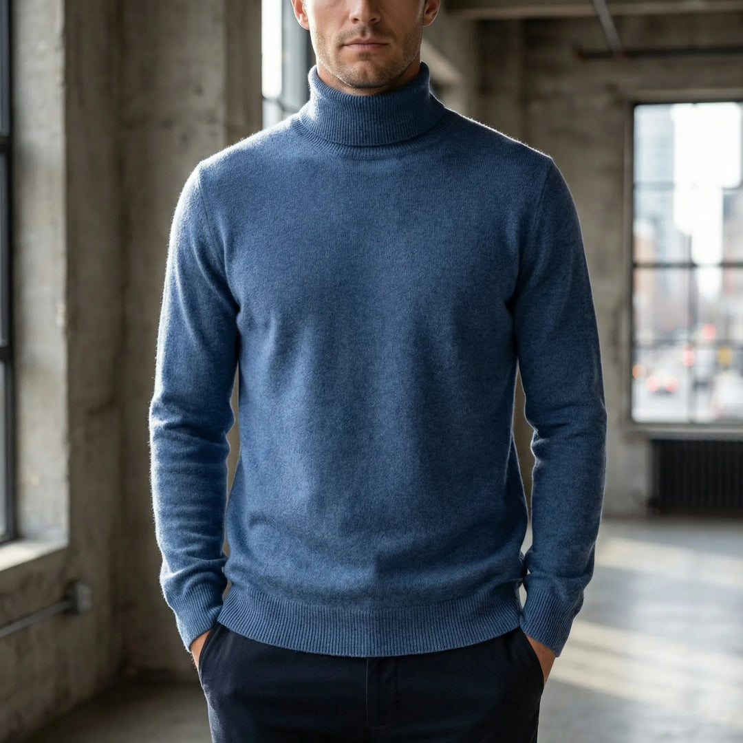 Kolvern - Fold-Over Turtleneck Knit Sweater
