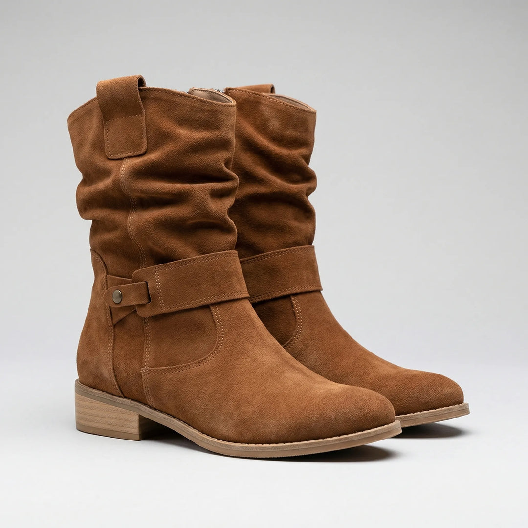 Kressla - Low Block Heel Slouch Ankle Boot