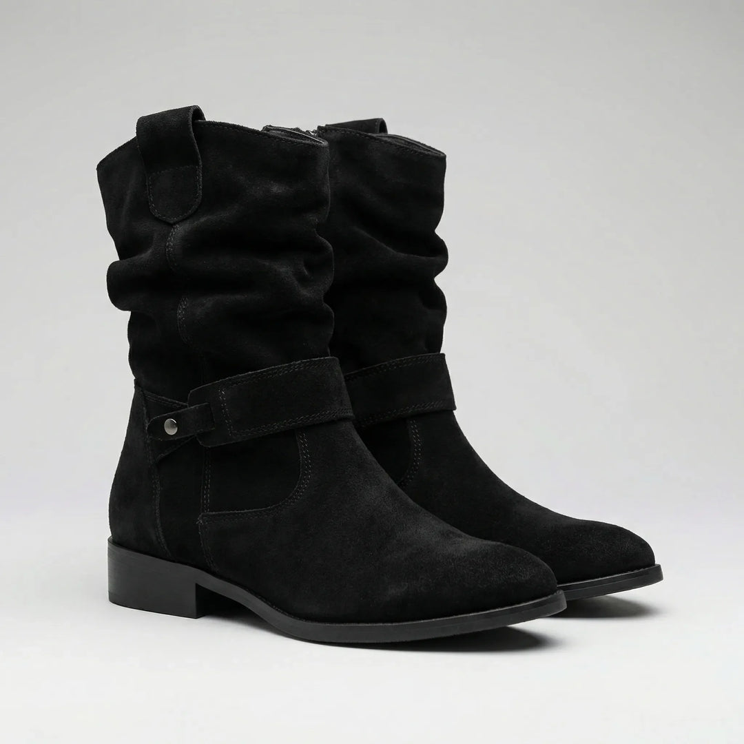 Kressla - Low Block Heel Slouch Ankle Boot