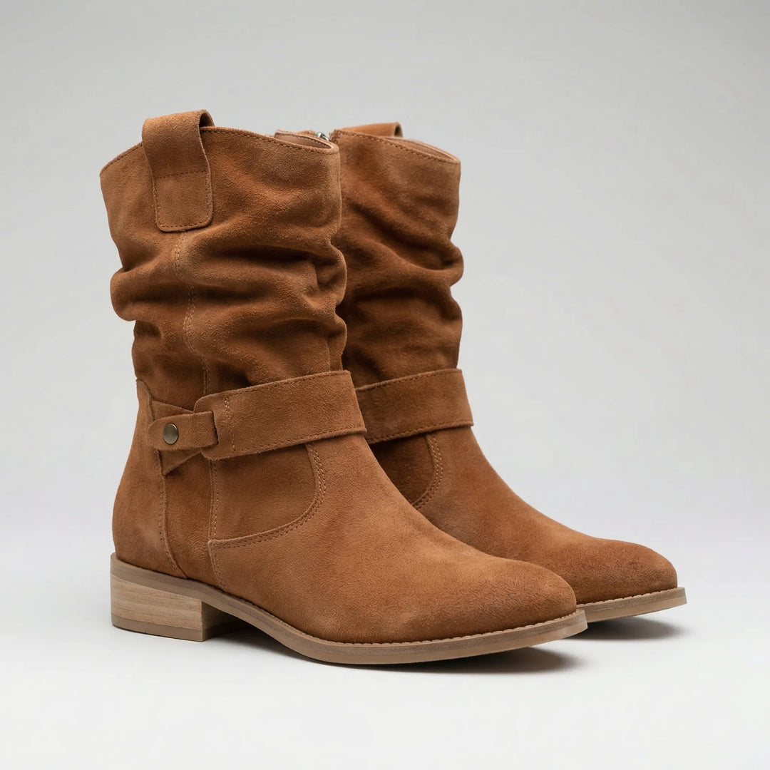 Kressla - Low Block Heel Slouch Ankle Boot