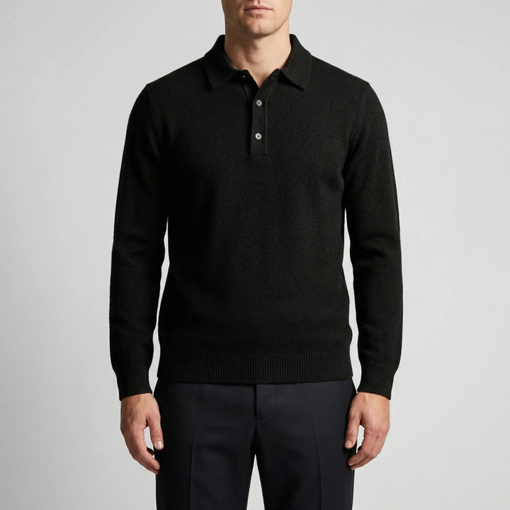 Krestol - Fine-Knit Long Sleeve Polo Sweater