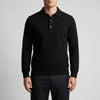 Fina-stickad långärmad polo-sweater