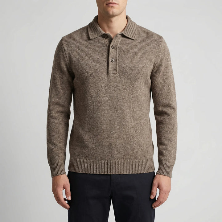 Krestol - Fine-Knit Long Sleeve Polo Sweater