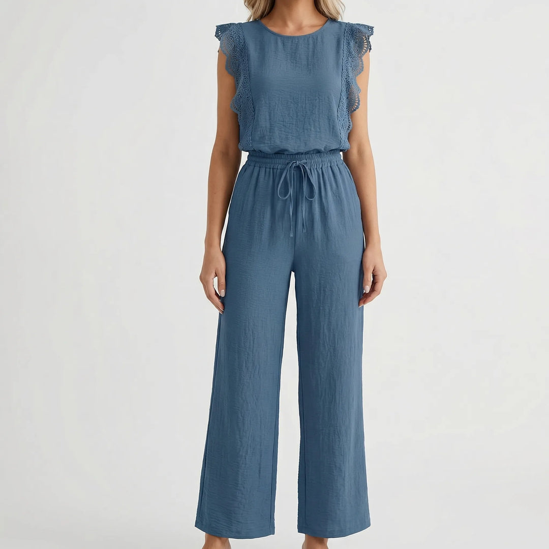Lacelle - Ruffle-Trim Wide-Leg Two-Piece Set