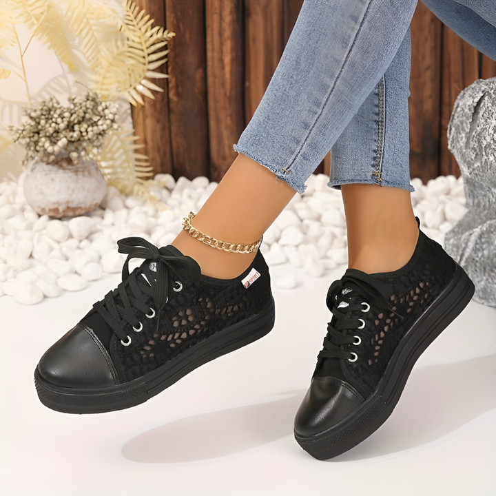 Lacevo - Lace-Knit Platform Sneaker For Women