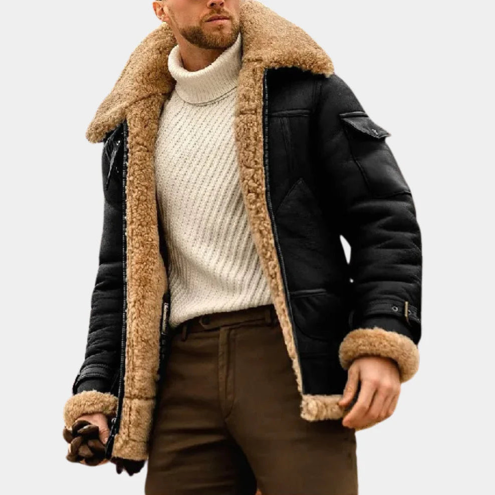 Modig Pilot Stil - Läder Vinterjacka för Män
