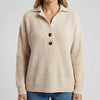 Ribbad Lapel Krage Pullover Tröja för Kvinnor