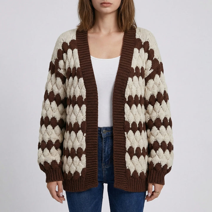 Layovex - Open-Front Textured Knit Cardigan