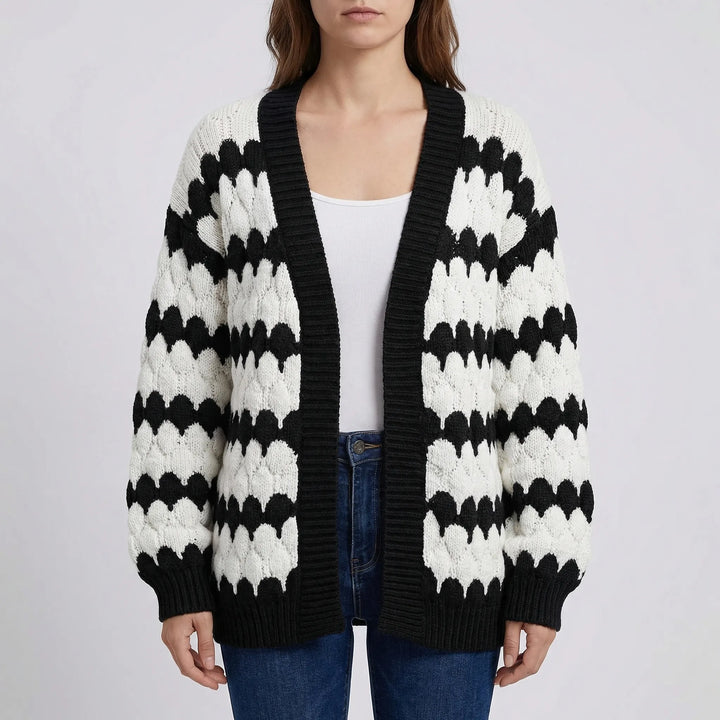 Layovex - Open-Front Textured Knit Cardigan