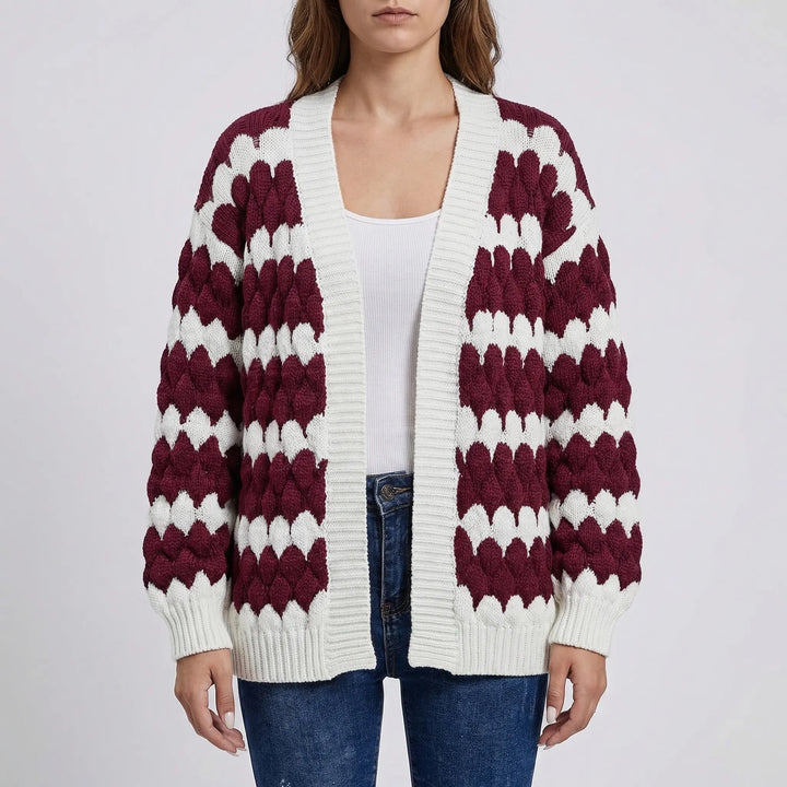 Layovex - Open-Front Textured Knit Cardigan