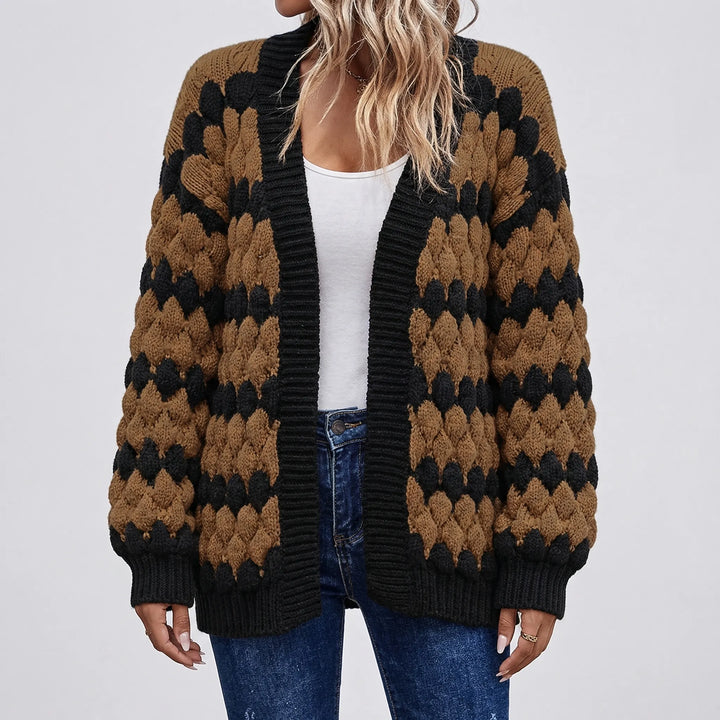 Layovex - Open-Front Textured Knit Cardigan