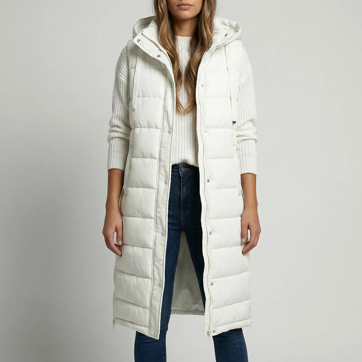 Layriva - Longline Hooded Sleeveless Puffer Vest