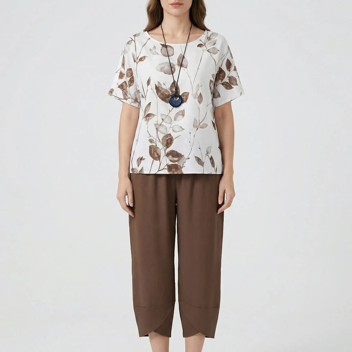 Leafenzo - Leaf Print Two-Piece Summer Set