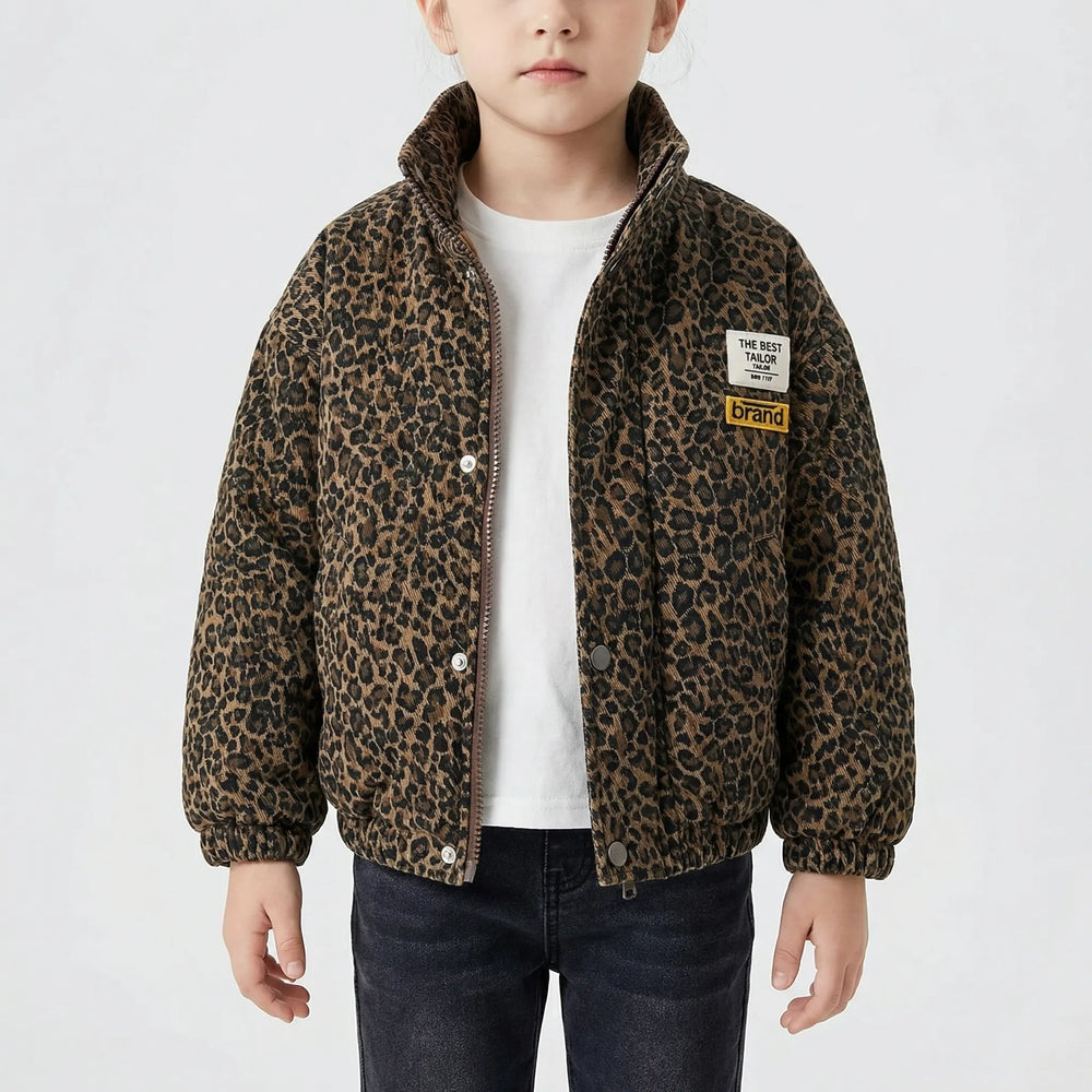 Leoprix - Quilted Leopard Print Kids Jacket