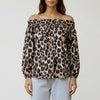 Off-Shoulder Leopard Print Blus