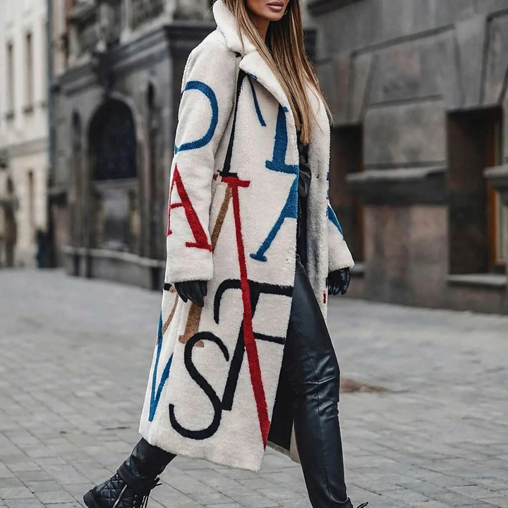 Lettrix - Long Oversized Letter-Print Coat