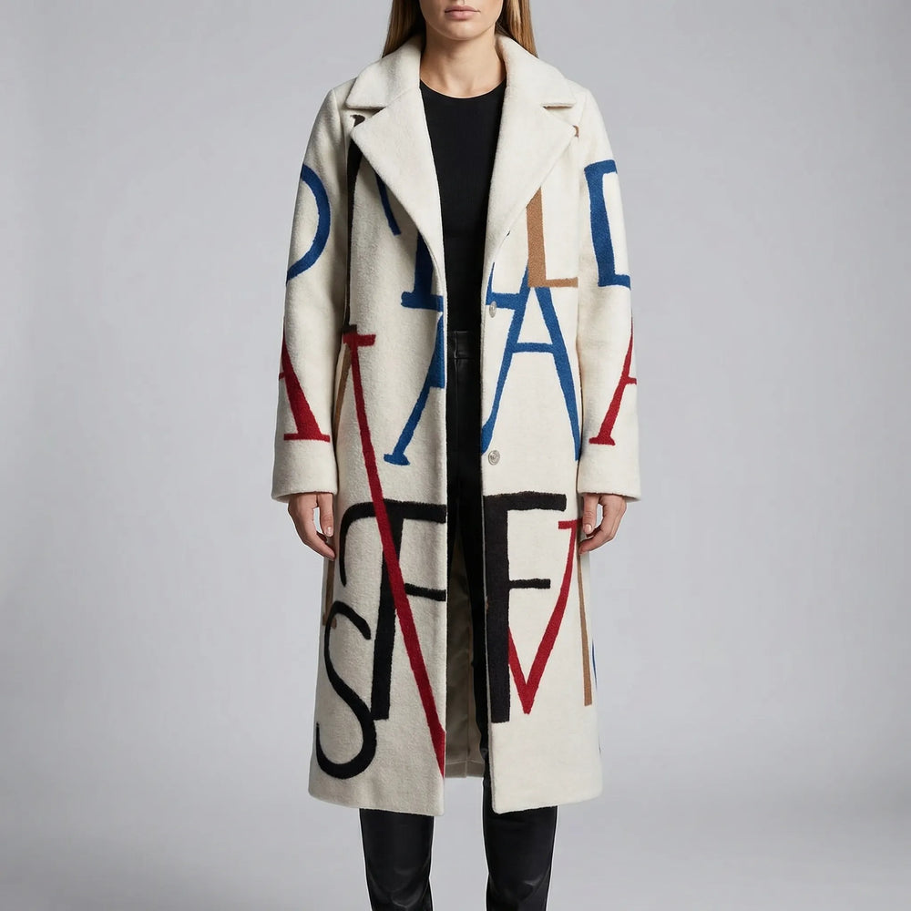 Lettrix - Long Oversized Letter-Print Coat