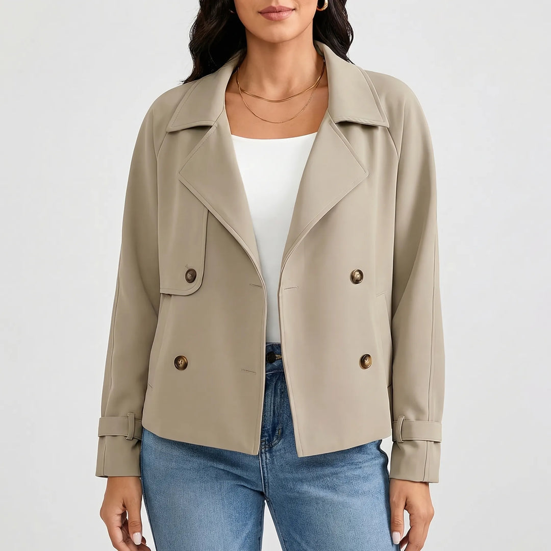 Velvona - Double-Breasted Cropped Blazer Jacket
