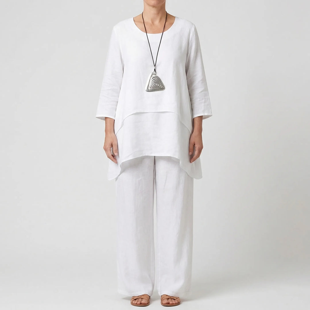 Linavio - 2-Piece Top And Wide-Leg Pants Set