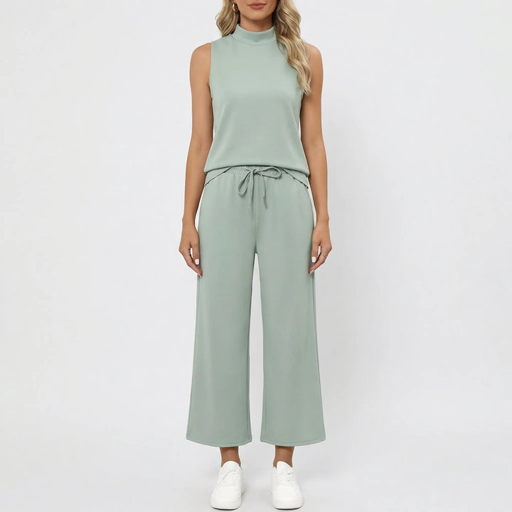 Louniva - Matching Sleeveless Top And Wide-Leg Pants Set