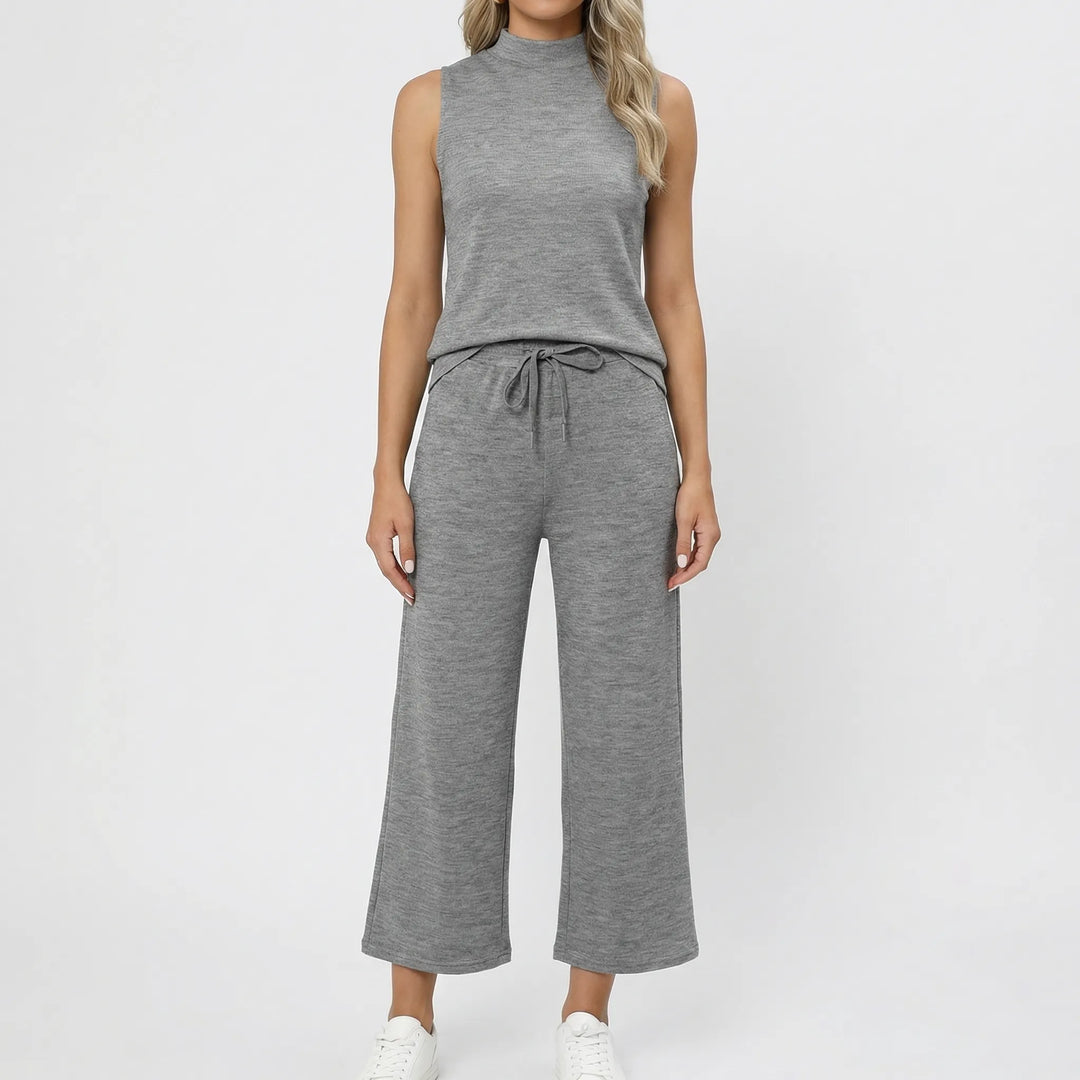 Louniva - Matching Sleeveless Top And Wide-Leg Pants Set