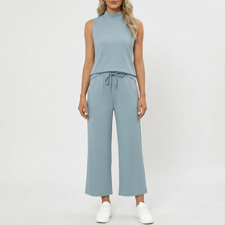 Louniva - Matching Sleeveless Top And Wide-Leg Pants Set