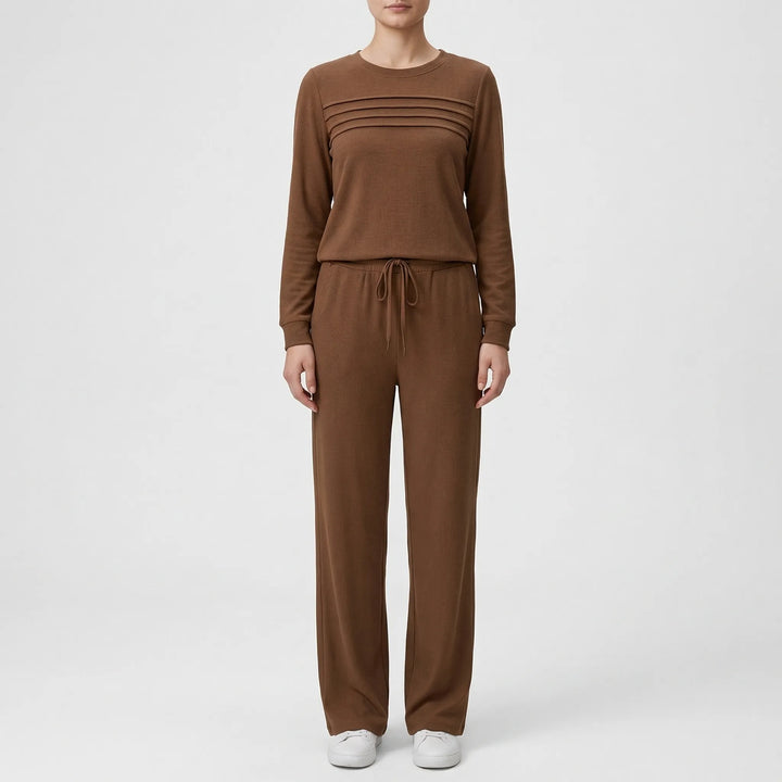 Lounvera - Mock Neck Long-Sleeve Lounge Set