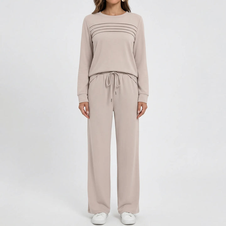 Lounvera - Mock Neck Long-Sleeve Lounge Set