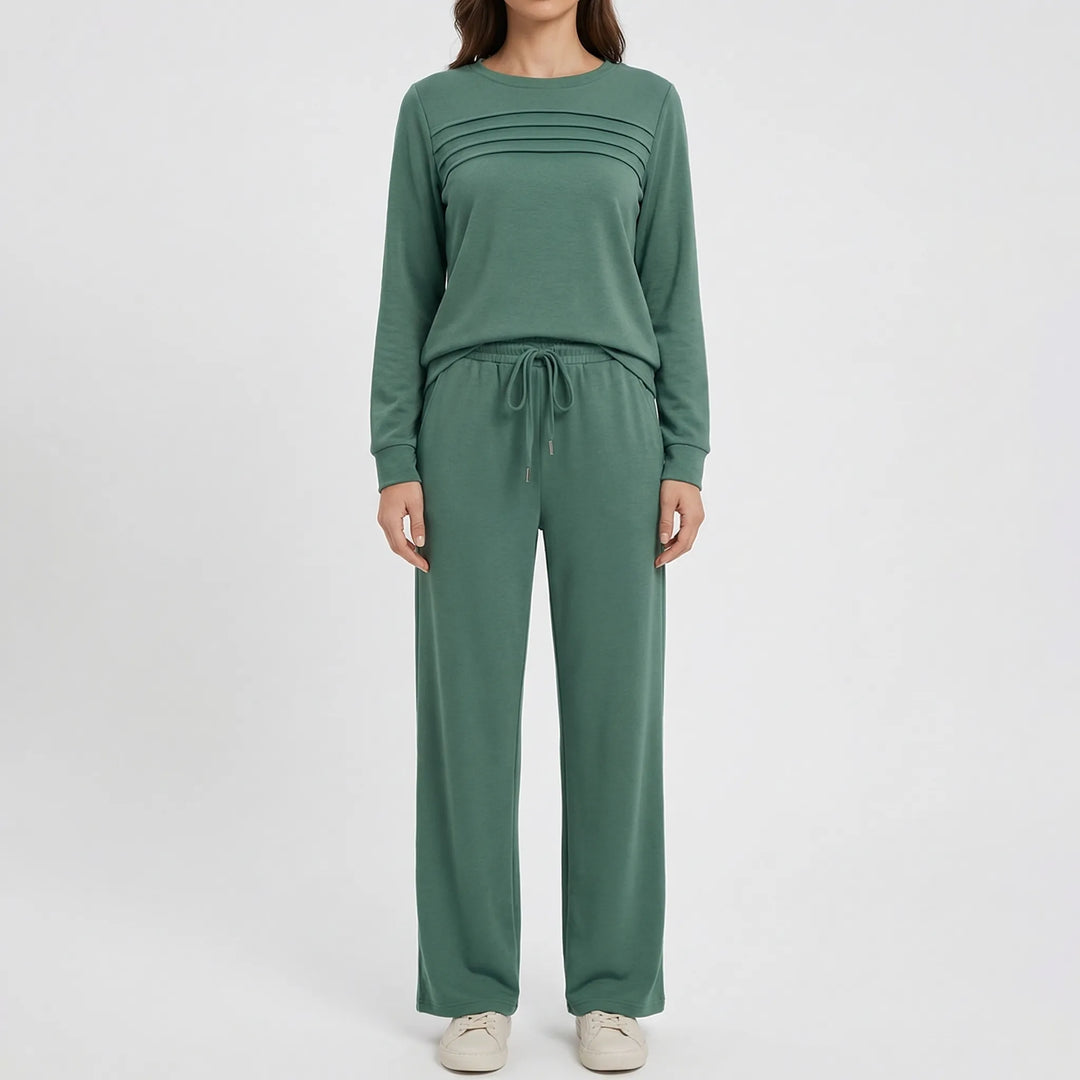 Lounvera - Mock Neck Long-Sleeve Lounge Set