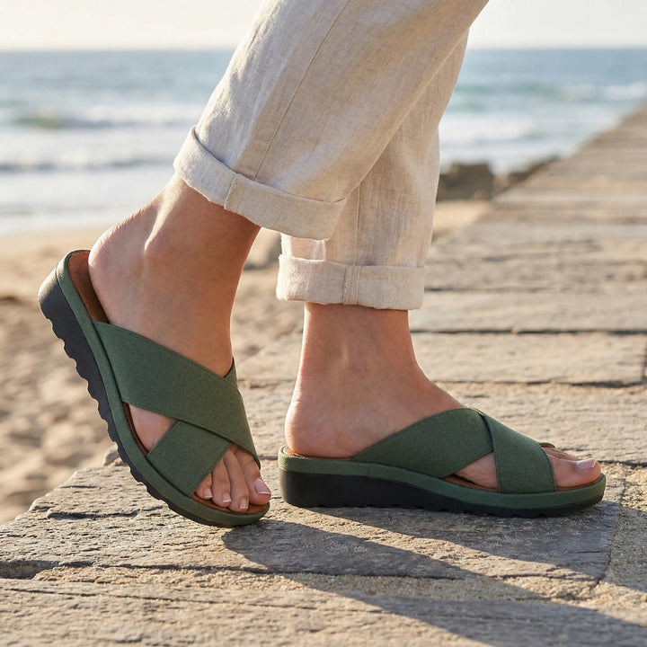 Lumastep - Cross-Strap Platform Slide Sandal