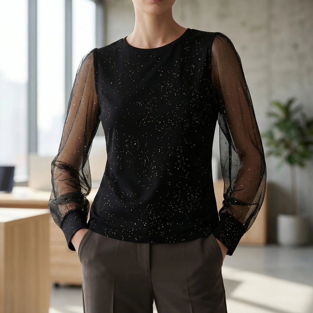 Lumesca - Sheer Sleeve Sparkle Blouse