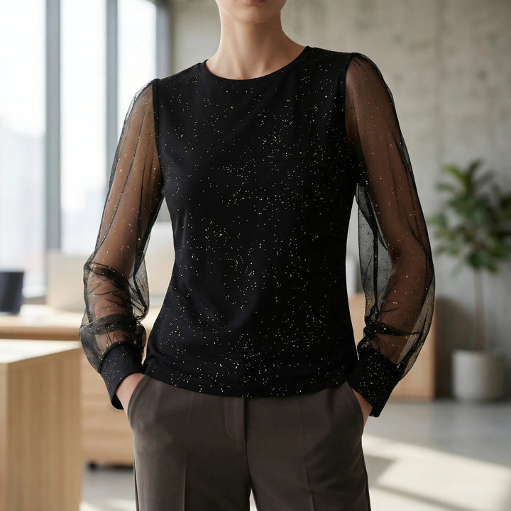 Lumesca - Sheer Sleeve Sparkle Blouse