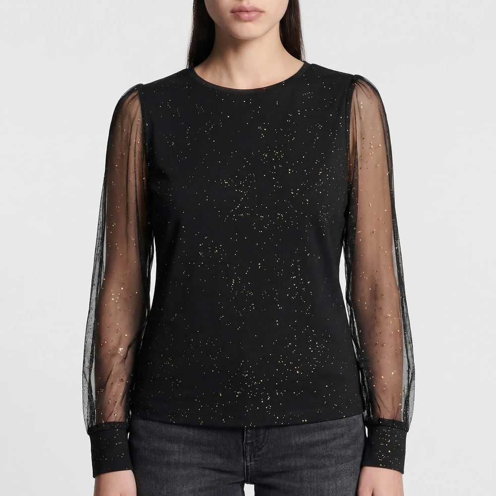 Lumesca - Sheer Sleeve Sparkle Blouse