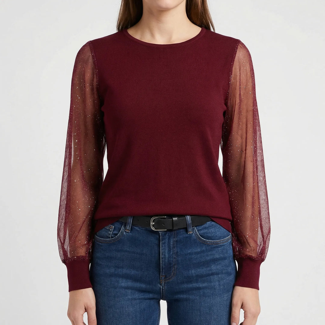Lumesca - Sheer Sleeve Sparkle Blouse
