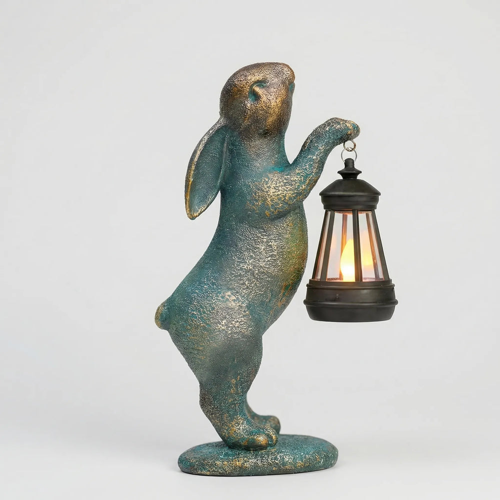 Lumiveil - Standing Rabbit Statue With Lantern