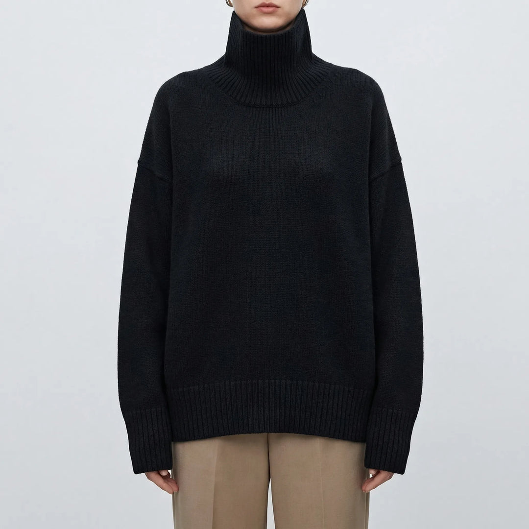 Lumvex - Oversized High-Neck Knit Sweater