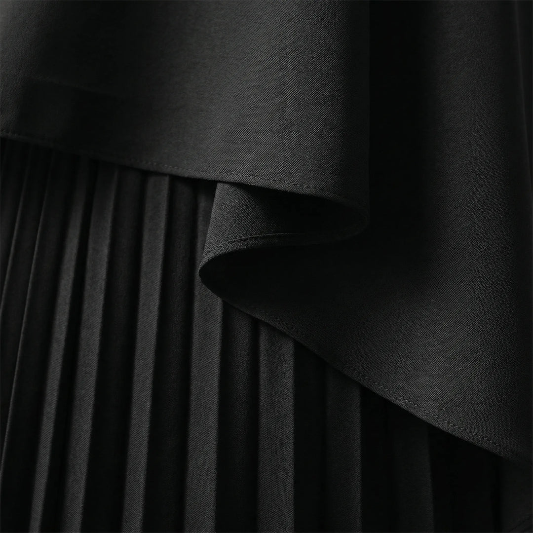Luxvara - Batwing Sleeve Pleated Maxi Dress