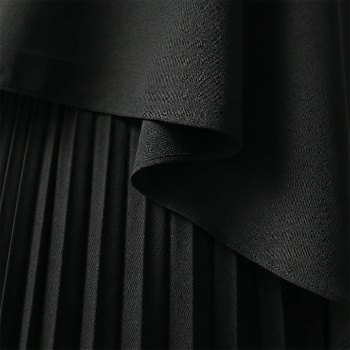Luxvara - Batwing Sleeve Pleated Maxi Dress