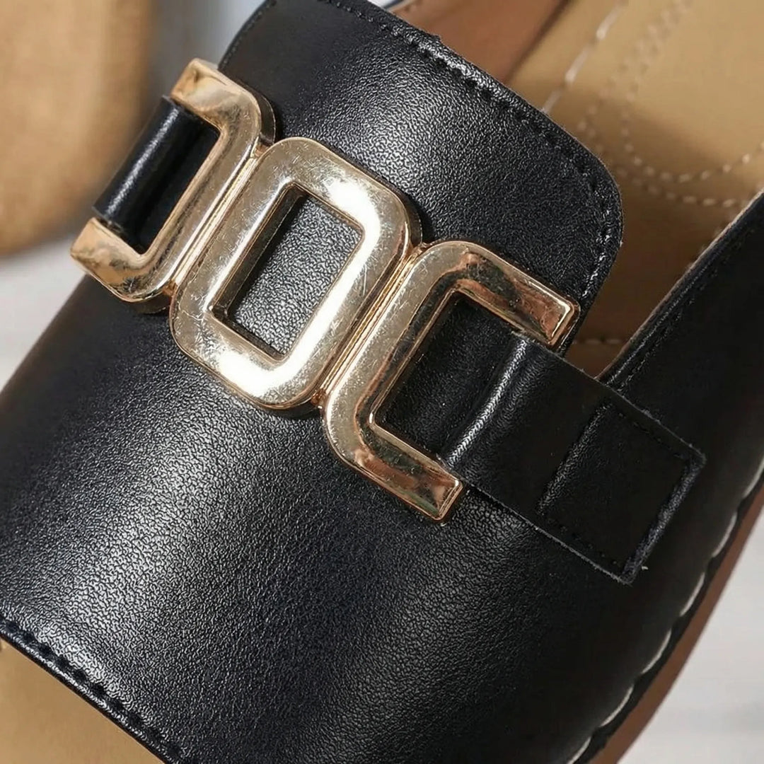 Luxvela - Open-Toe Wedge Slide Sandal