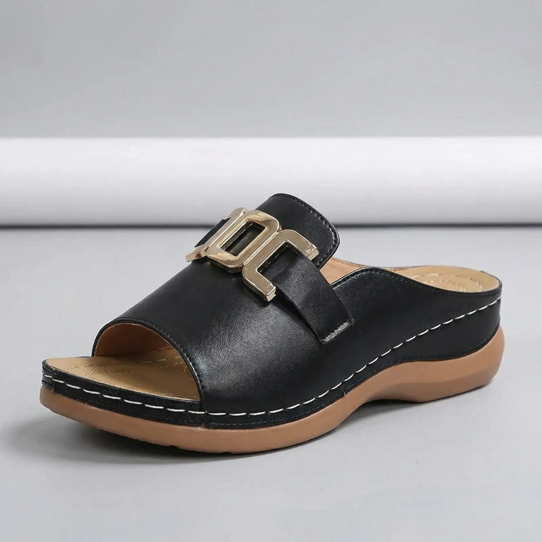Luxvela - Open-Toe Wedge Slide Sandal