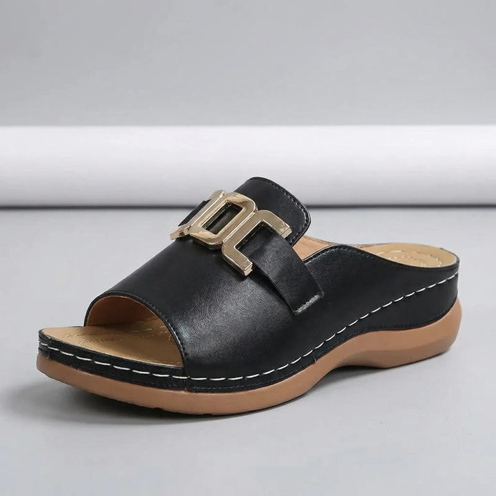Luxvela - Open-Toe Wedge Slide Sandal