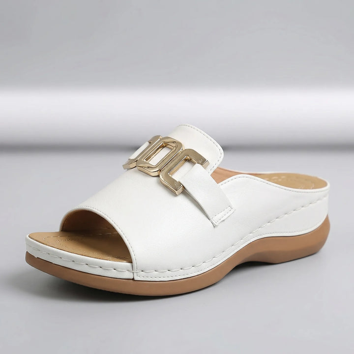 Luxvela - Open-Toe Wedge Slide Sandal