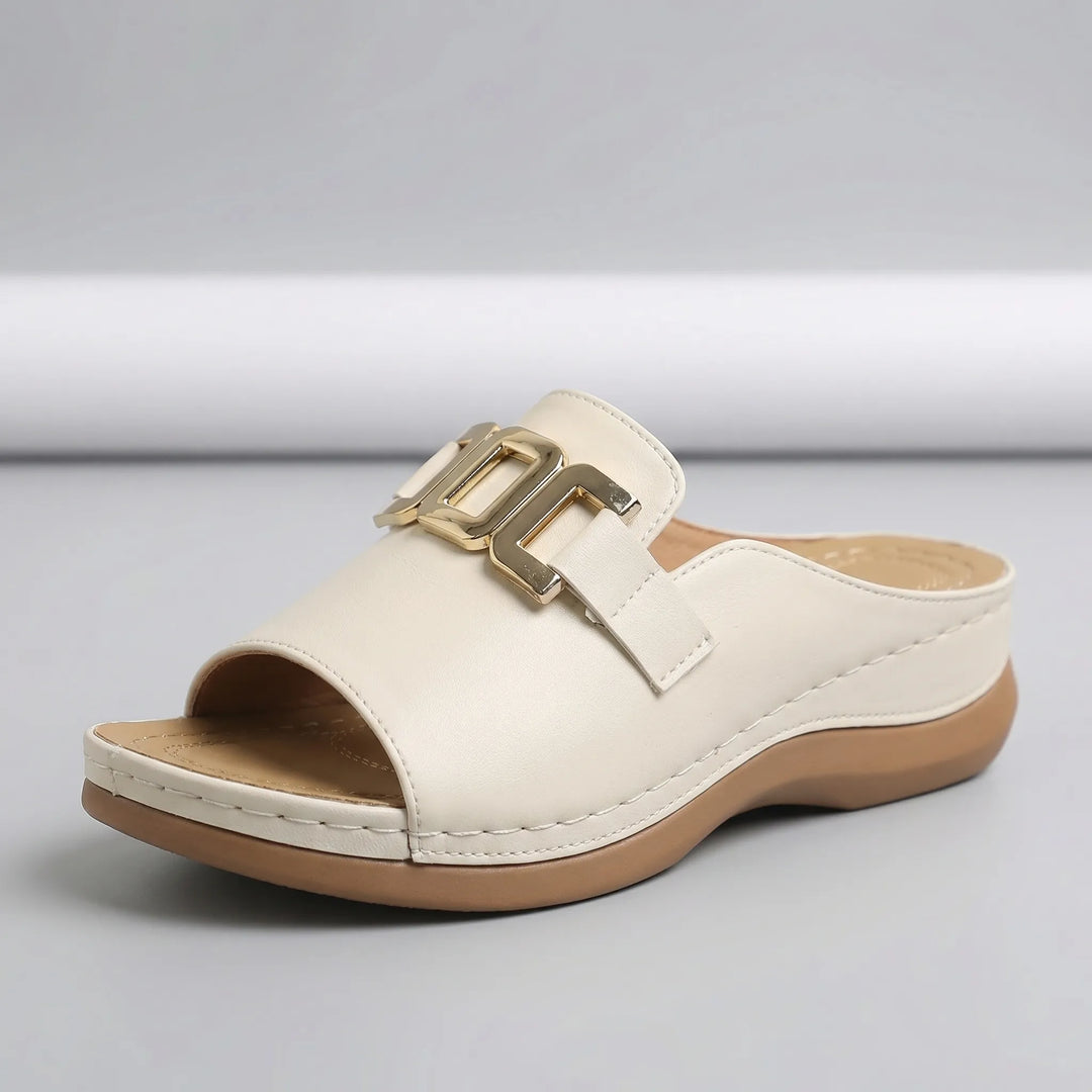 Luxvela - Open-Toe Wedge Slide Sandal