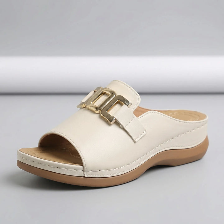 Luxvela - Open-Toe Wedge Slide Sandal