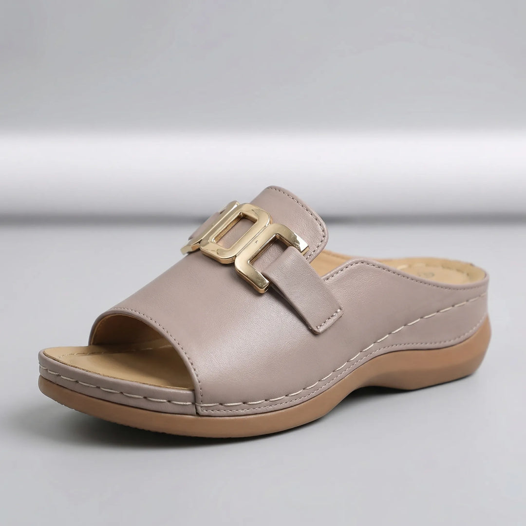 Luxvela - Open-Toe Wedge Slide Sandal