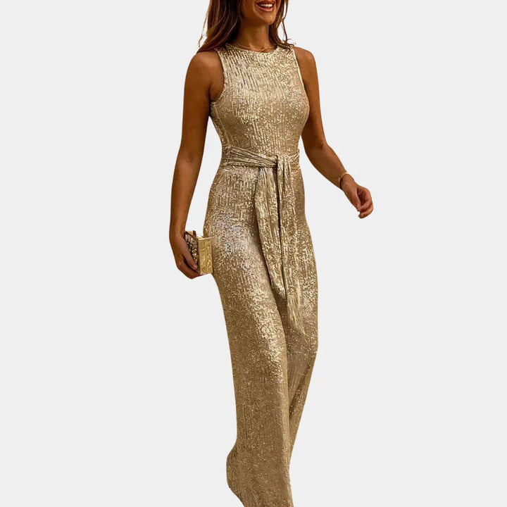 Paljetter Midjeband Jumpsuit för Kvinnor