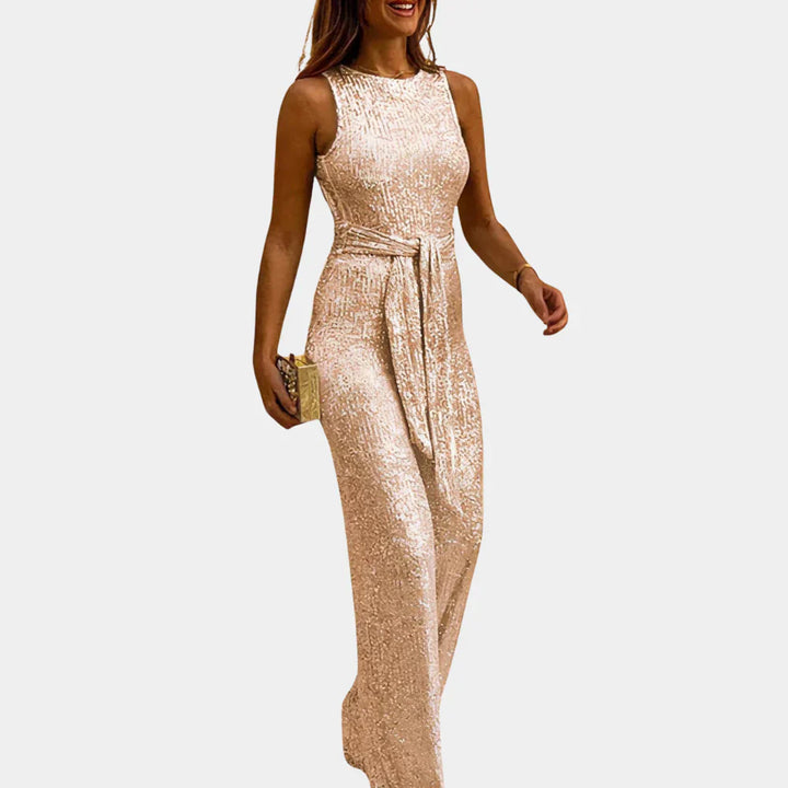 Paljetter Midjeband Jumpsuit för Kvinnor