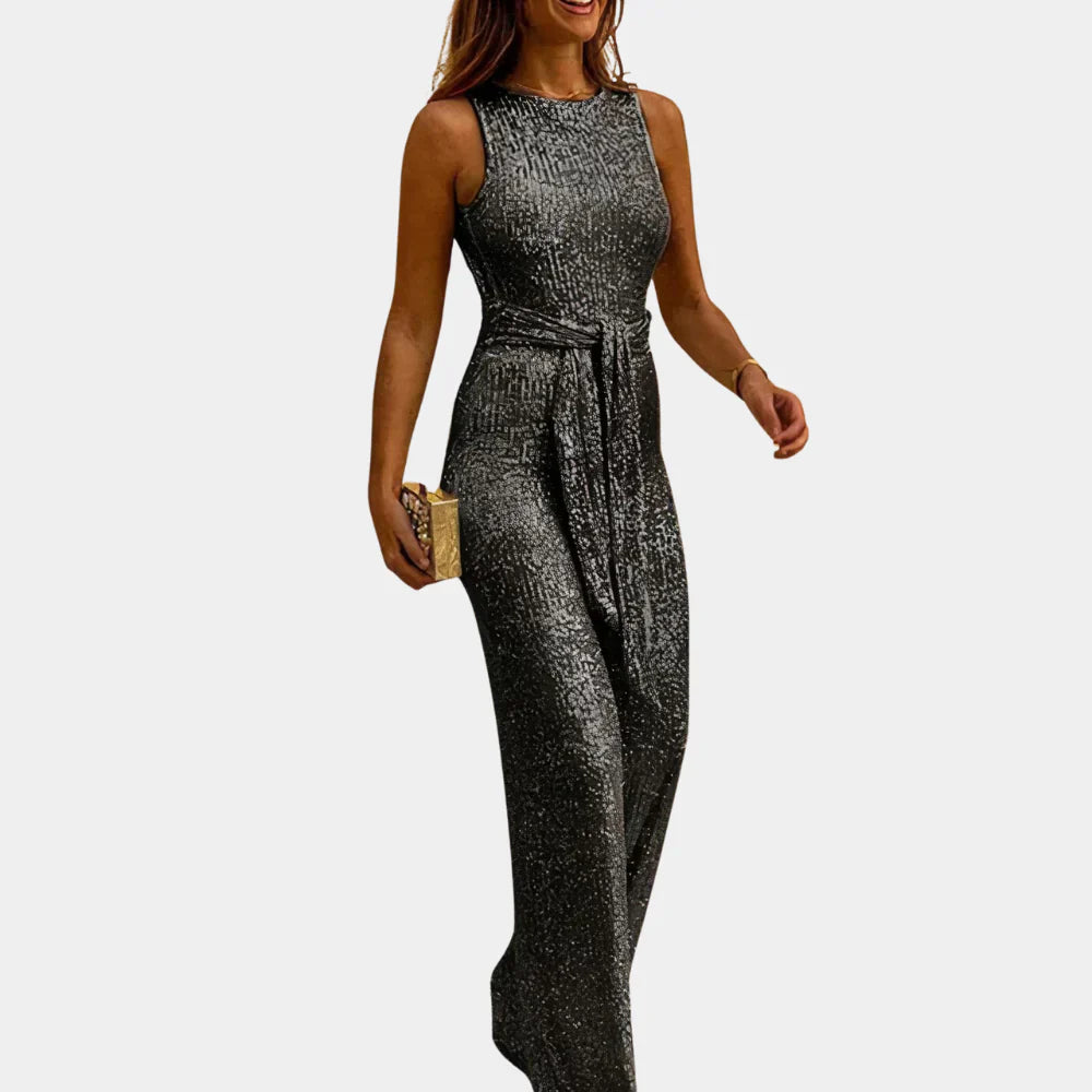 Paljetter Midjeband Jumpsuit för Kvinnor