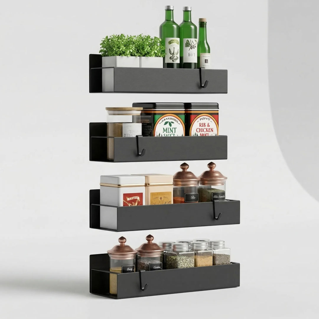 Magneshelf - Magnetic Wall-Mount Spice Rack Set